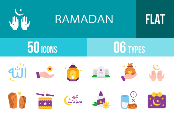 50 Ramadan Flat Multicolor Icons for Real Projects