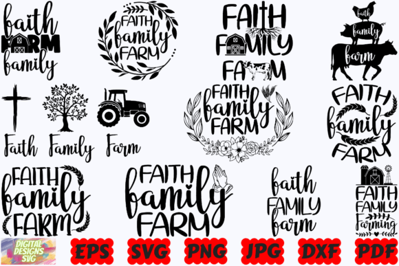 Faith Family Farm SVG Faith SVG PNG Review for Real Embroidery Projects