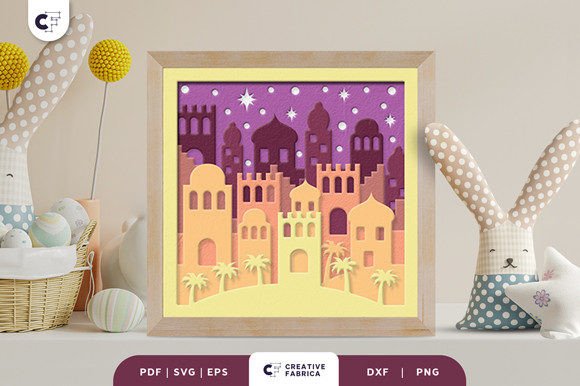 Near East Village 3D Shadow Box Papercut